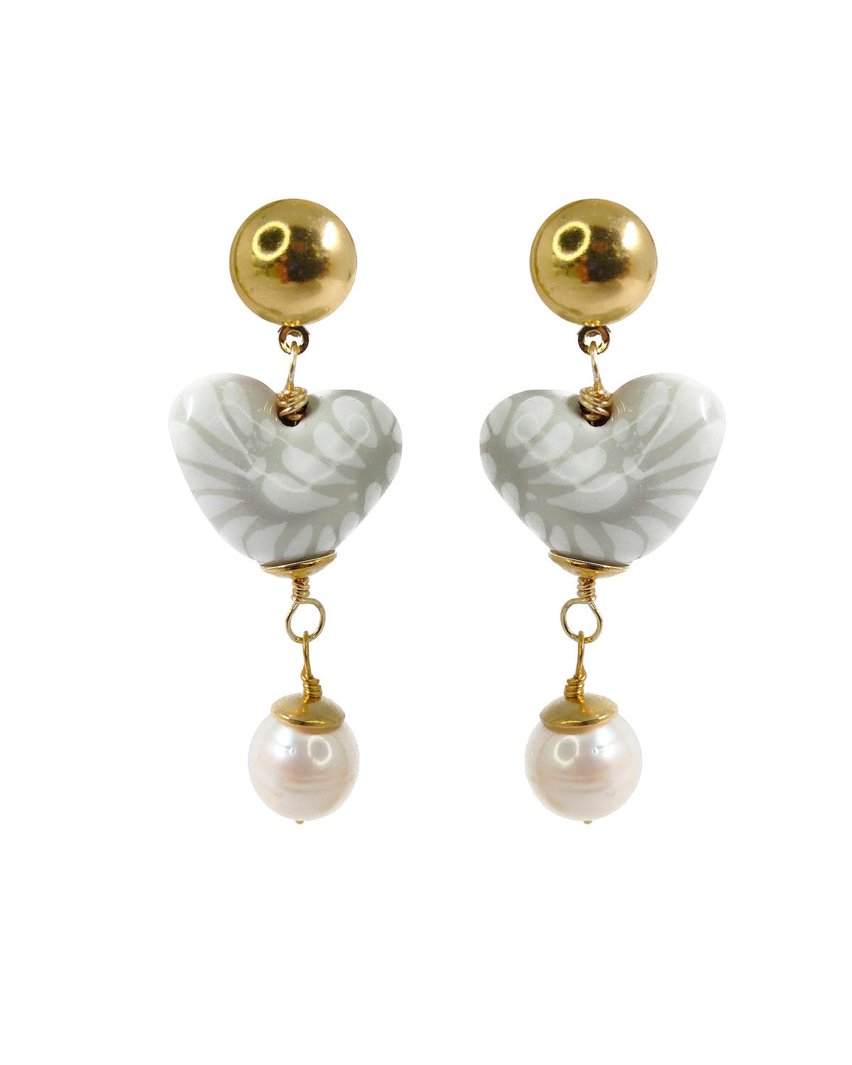 PEARL HEART EARRING