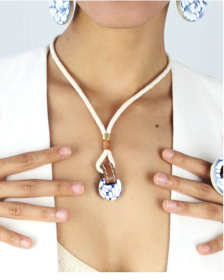 COLLAR CORDON BEIGE, CORDON PIEL Y CIRCULO TALAVERA