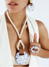 COLLAR CORDON BEIGE MEDIANO, PIEL Y CIRCULO GRANDE TALAVERA