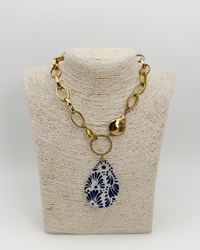DROP PEARL PLATED NECKLACE