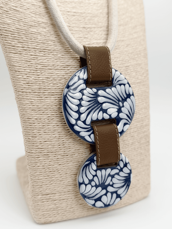 COLLAR CORDON BEIGE, PIEL 2 CIRCULOS TALAVERA