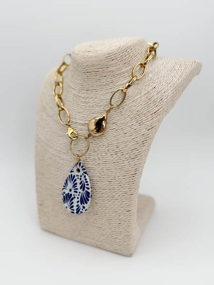 DROP PEARL PLATED NECKLACE