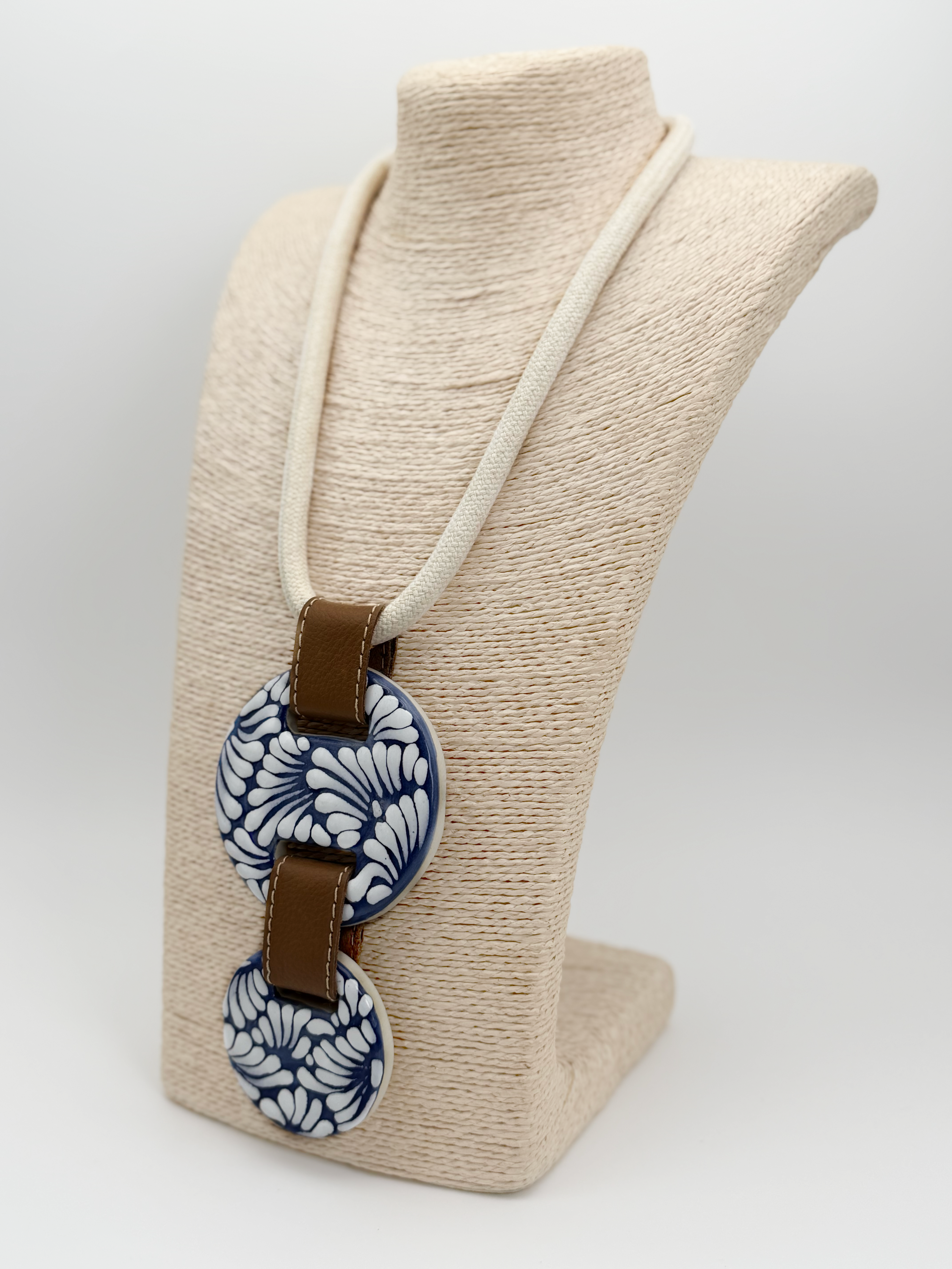 COLLAR CORDON BEIGE, PIEL 2 CIRCULOS TALAVERA