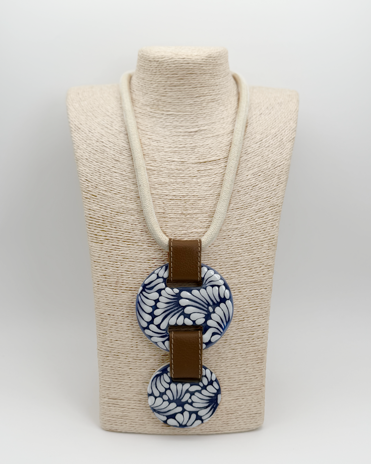 COLLAR CORDON BEIGE, PIEL 2 CIRCULOS TALAVERA