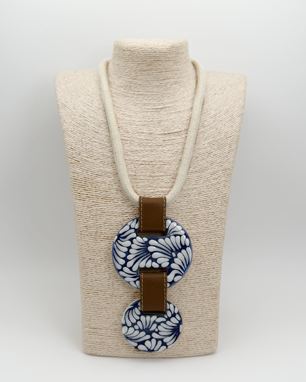 COLLAR CORDON BEIGE, PIEL 2 CIRCULOS TALAVERA
