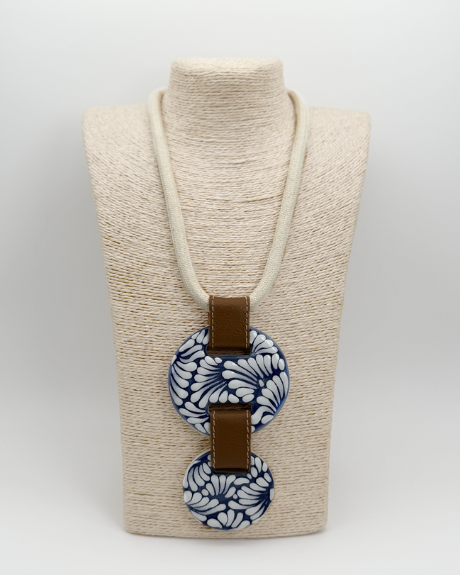 COLLAR CORDON BEIGE, PIEL 2 CIRCULOS TALAVERA