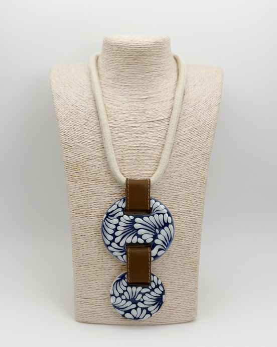 COLLAR CORDON BEIGE, PIEL 2 CIRCULOS TALAVERA