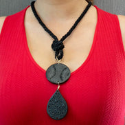 LONG CORD NECKLACE WITH FLAT DROP