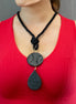 LONG CORD NECKLACE WITH FLAT DROP