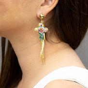 ARETE CRUZ CADENA COLOR