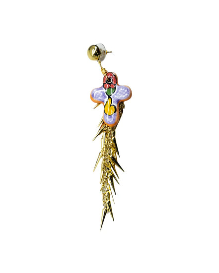 ARETE CRUZ CADENA COLOR