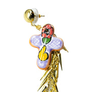 ARETE CRUZ CADENA COLOR