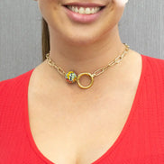 COLLAR CADENA BROCHE ESFERA COLOR