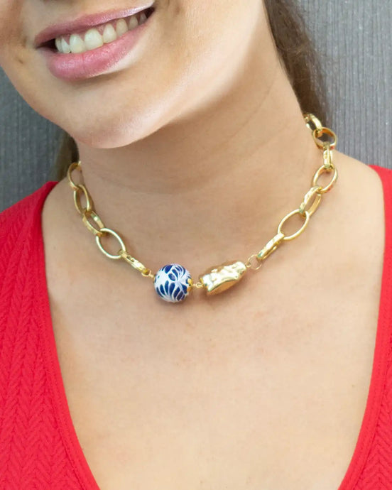 COLLAR PERLA CHAPA ESFERA