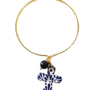 LAPIS LAZULI CROSS HOOP BRACELET