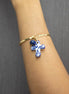 LAPIS LAZULI CROSS HOOP BRACELET
