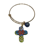 PULSERA ARO CRUZ LAPISLAZULI COLOR