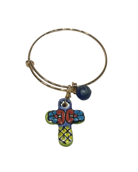 PULSERA ARO CRUZ LAPISLAZULI COLOR