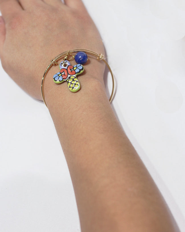 PULSERA ARO CRUZ LAPISLAZULI COLOR