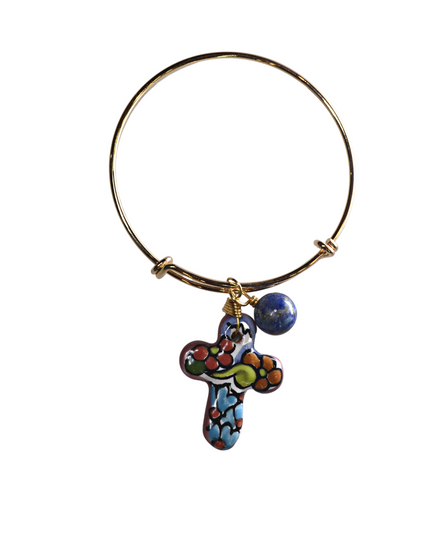 PULSERA ARO CRUZ LAPISLAZULI COLOR