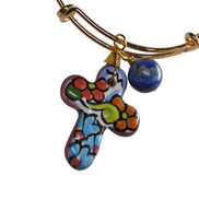 PULSERA ARO CRUZ LAPISLAZULI COLOR