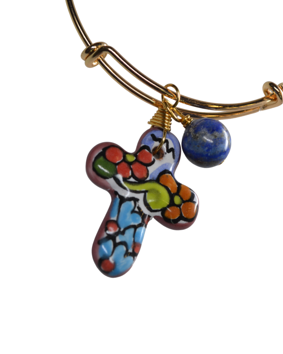 PULSERA ARO CRUZ LAPISLAZULI COLOR
