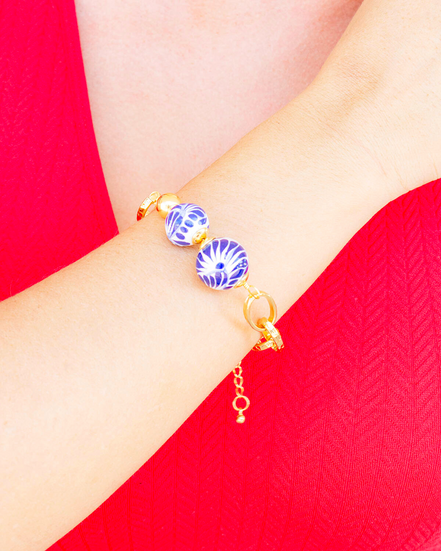 PULSERA CADENA ESFERAS DESNIVEL