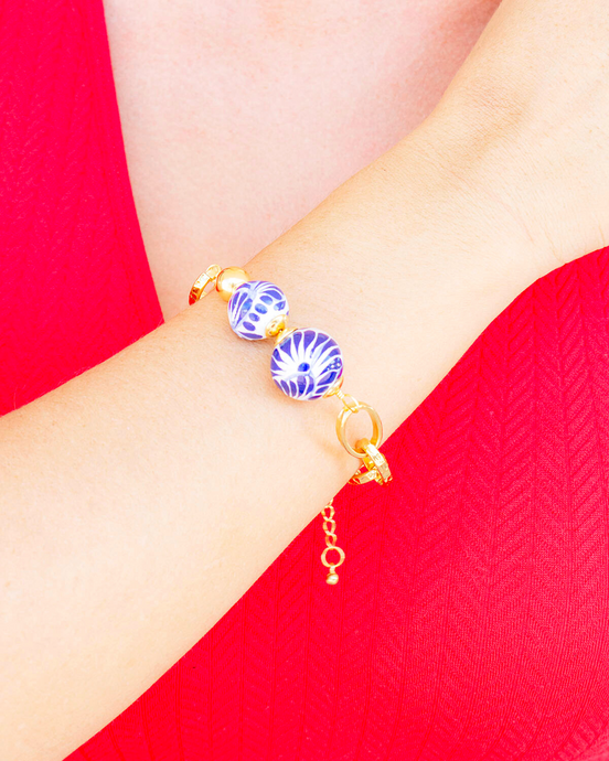 PULSERA CADENA ESFERAS DESNIVEL