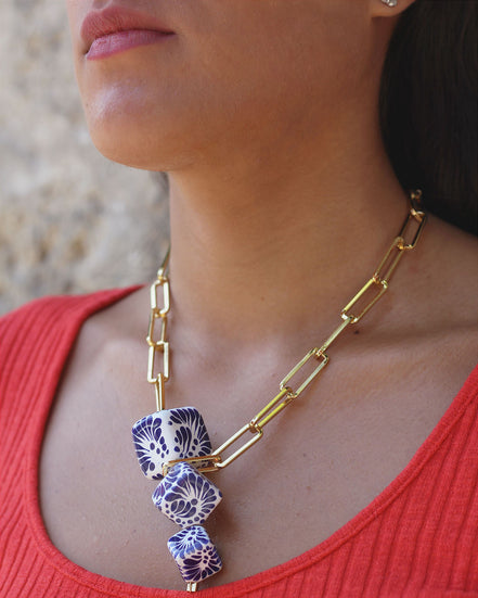 COLLAR CADENA 3 CUBOS DIAGONAL