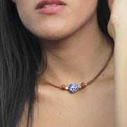 GARGANTILLA PIEL DOBLE Y CUBO TALAVERA
