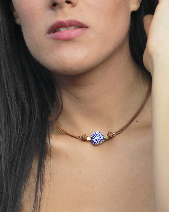 GARGANTILLA PIEL DOBLE Y CUBO TALAVERA