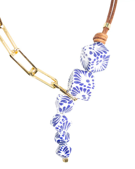 COLLAR MITAD PIEL Y MITAD CADENA