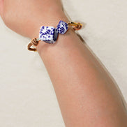 PULSERA 2 CUBOS, ESLABON DE CADENA Y COREA PIEL