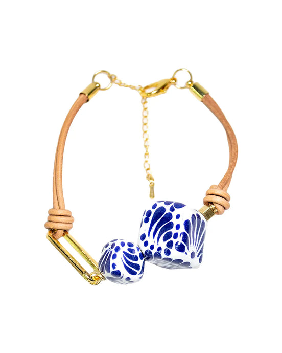 PULSERA 2 CUBOS, ESLABON DE CADENA Y COREA PIEL