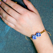 PULSERA 2 CUBOS TALAVERA Y CUBITOS DORADOS