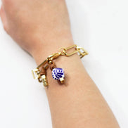 PULSERA CADENA,CUBO TALAVERA CHICO,CUBO PEQ.DORADO Y NUDOS PIEL