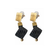 ARRACADA CUBO BARRO NEGRO Y CUBO DORADO MINI