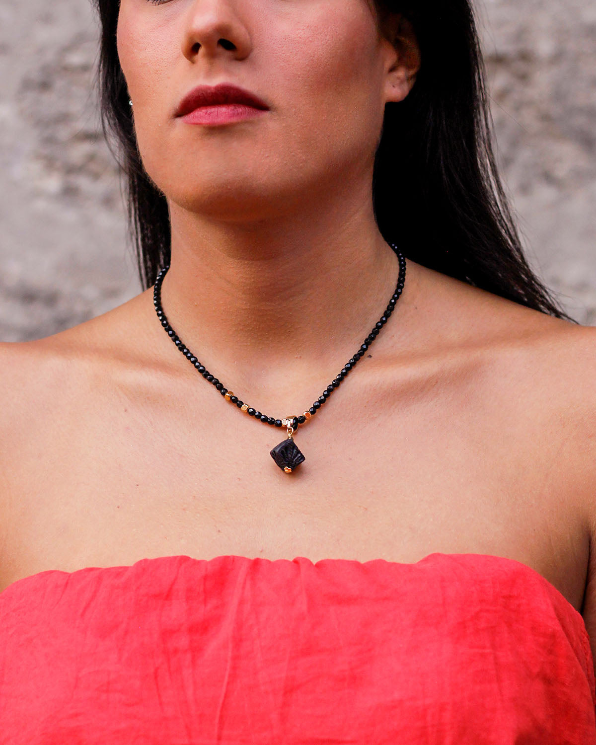 BLACK CUBE NECKLACE