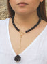 COLLAR ONIX ARGOLLA Y CADENA CUBO BARRO NEGRO