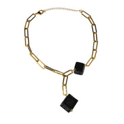 COLLAR CADENAS Y CUBOS BARRO NEGRO