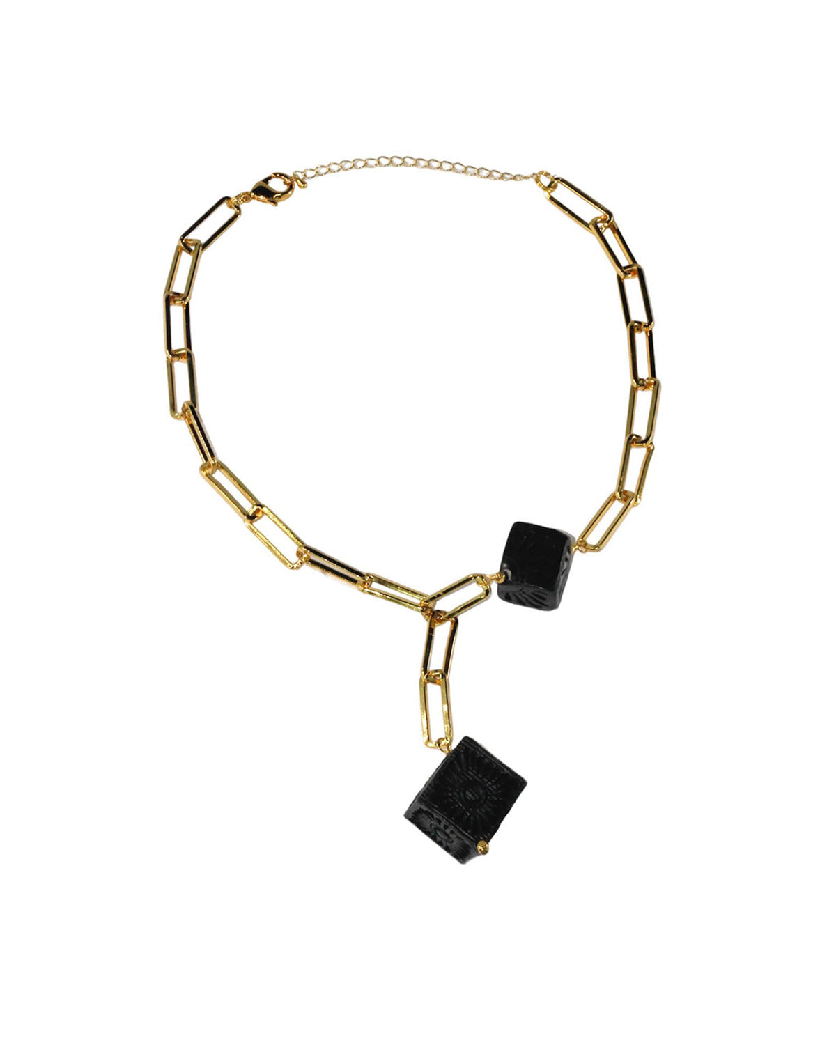 COLLAR CADENAS Y CUBOS BARRO NEGRO