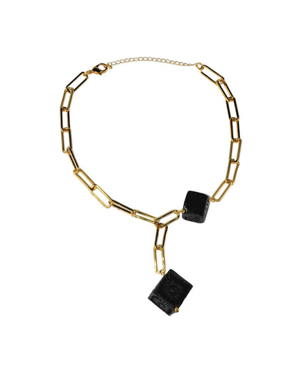 COLLAR CADENAS Y CUBOS BARRO NEGRO