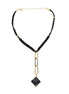 COLLAR CORDÓN NUDOS CADENA Y CUBO BARRO NEGRO