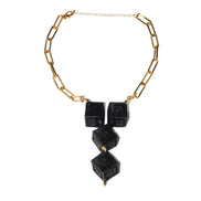 COLLAR CADENA Y CUBOS GRANDE BARRO NEGRO
