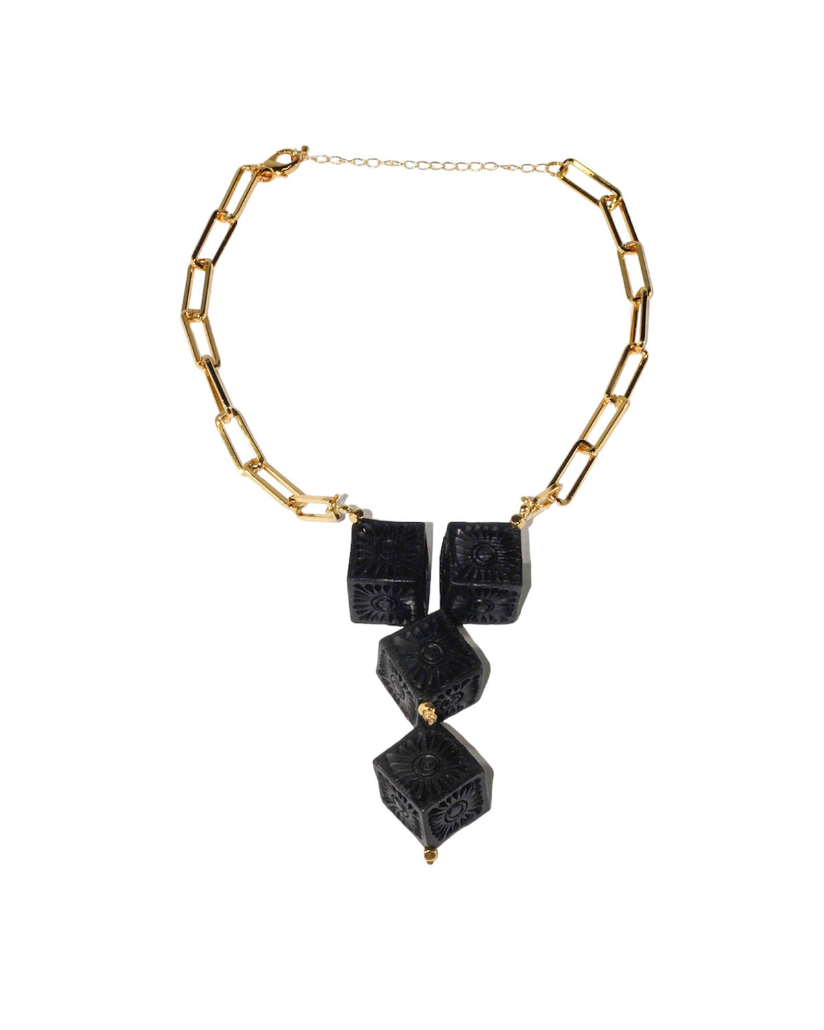 COLLAR CADENA Y CUBOS GRANDE BARRO NEGRO