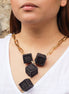 COLLAR CADENA Y CUBOS GRANDE BARRO NEGRO