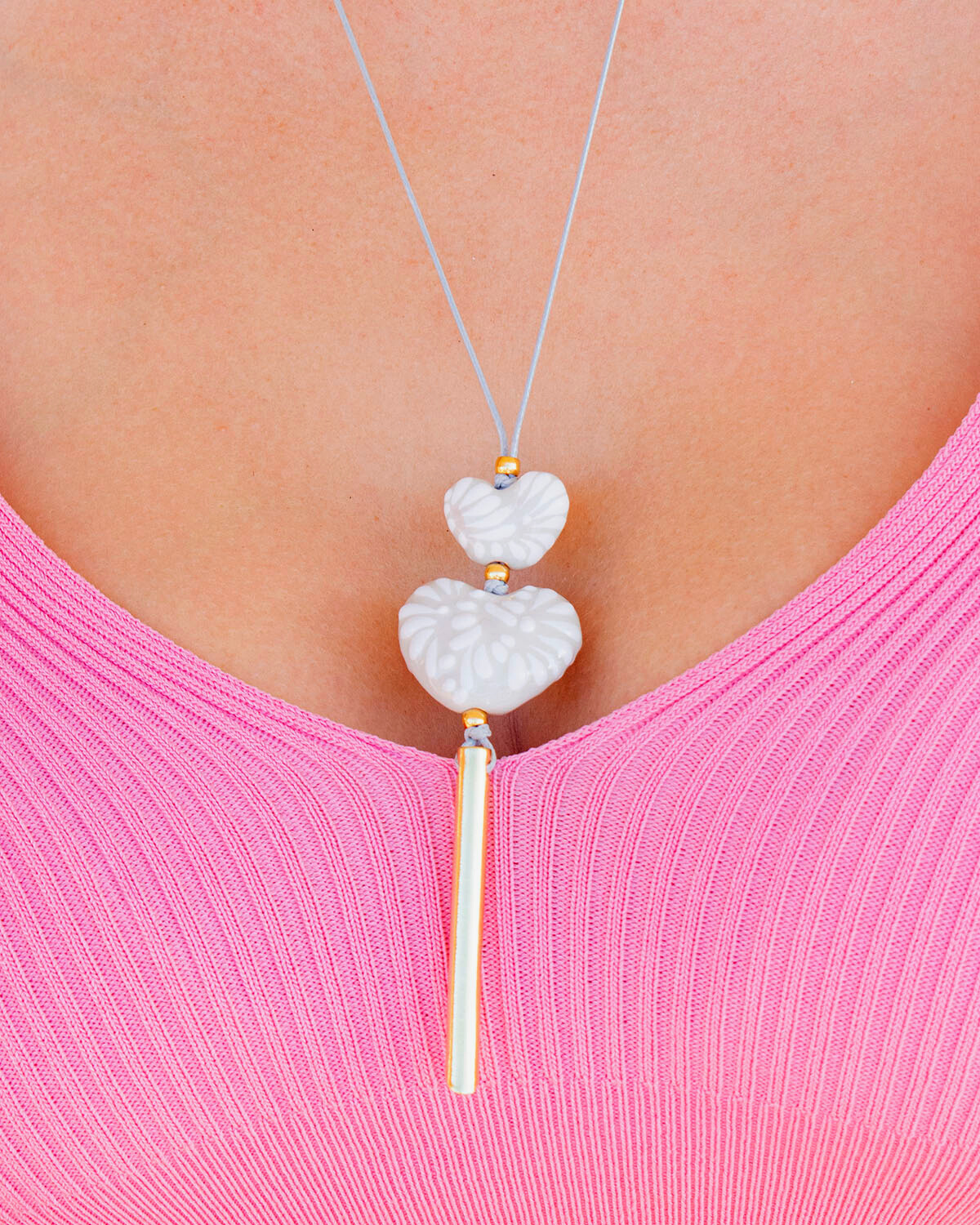 COLLAR CORAZONES Y BARRA