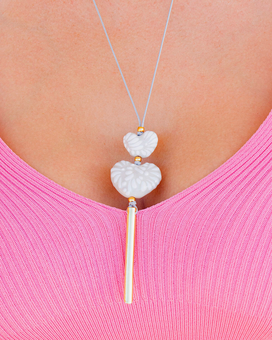 COLLAR CORAZONES Y BARRA