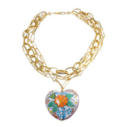 COLLAR CADENAS CORAZON COLOR