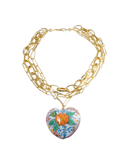 COLLAR CADENAS CORAZON COLOR